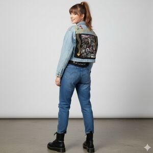 Upcycled Jean Jacket Featuring Taylor Swift REPUTATION Graphics Embroidered